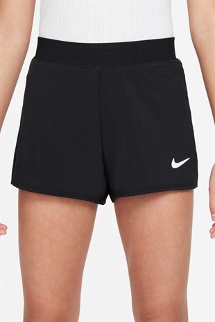 Nike Court Dri-Fit Victory Siyah Genç Kız Taytlı Tenis Şortu