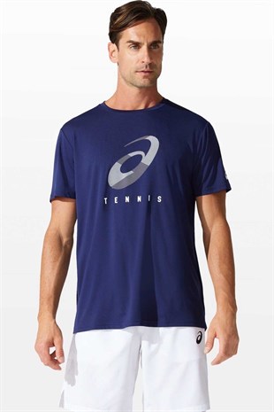 Asics Court M Spiral Tee Lacivert Erkek Tenis Tişört